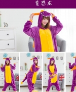 冬季卡通造型睡衣-紫恐龍